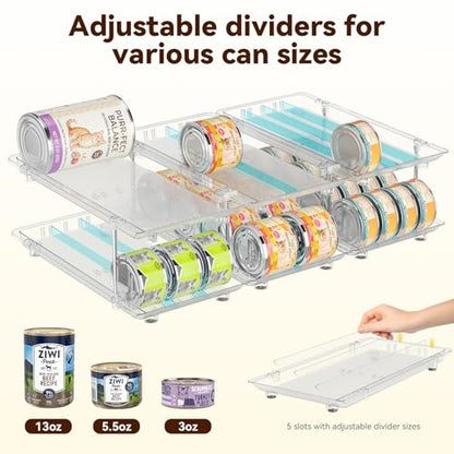 Cat Food Can Organizer, 3-Tier Adjustable | Modular, For Pantry & Fridge, Fits 3oz & 5oz Cans, Clear, Soup Cans Storage - size: 3 Tiers-9 Pcs