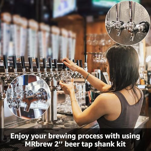 MRbrew Draft Beer Shank Faucet Kit, 1-1/2'' Beer Shank No Leak 1/4'' Beer Line Nipple Barb Fitting Beer Shank Tap for Kegerator Brewing with Self-Closing Beer Tap, Stainless Steel Core for Beer Party - size: 1-1/2''