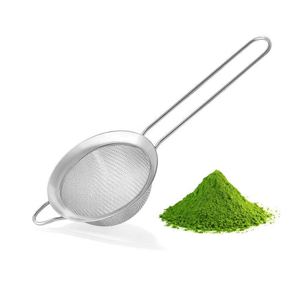 Matcha Tea Sifter Stainless Steel with Handle – Fine Mesh Sieve for Matcha Powder, Eliminates Clumps for Smooth Matcha Tea & Lattes, Dishwasher Safe Matcha Set Essential