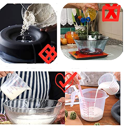 MIZORLIE Plastic Measuring Cup Set,3Pcs BPA Free Plastic Clear Heat-resistant with Angled Grip and Spout Stackable Liquid Measuring Cup for Kitchen Use