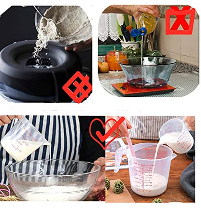 MIZORLIE Plastic Measuring Cup Set,3Pcs BPA Free Plastic Clear Heat-resistant with Angled Grip and Spout Stackable Liquid Measuring Cup for Kitchen Use