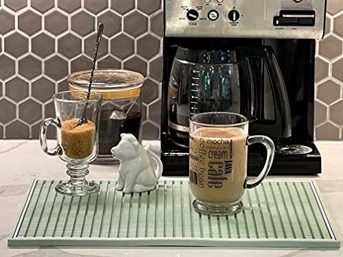 Highball & Chaser Premium Bar Mat 18in x 12in 1cm Thick Durable and Stylish Service Bar Mat for Spills, Coffee, Bars, Restaurants and Counter Top Dish Drying Mat, Glass Drying Mat (1 Pack, Mint Green) - color: Mint Green, size: 1 Pack