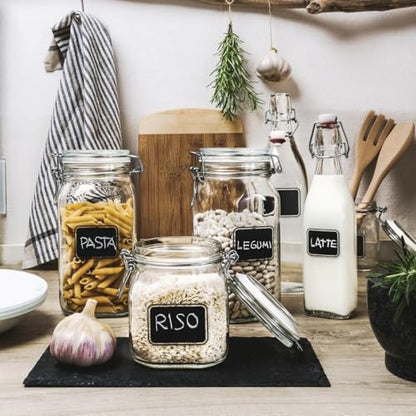 Bormioli Rocco Swing Chalkboard 33.75 oz. Square Swing-Top Bottle with Airtight Seal and Metal Clamp for Drinks, Juices, Wine, or Dressings, Single Bottle - size: 3.2 Ounces