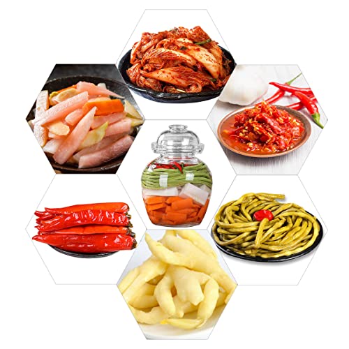 Pickle Jar, 1.5 Liter Fermentation Kimchi Jar with Water Seal Lid | Food Grade, Clear Glass, for Making Pickles Kimchi Sauerkraut and Fermenting Vegetables Relishes Fruits, Kombucha - size: 1.5L