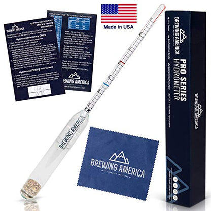 Brewing America USA-Made Maple Syrup Hydrometer - Density Meter for Sugar and Moisture Content Measurement – Made in America - BRIX & Baume Scales - Easy Read Red and Blue Line Calibrated