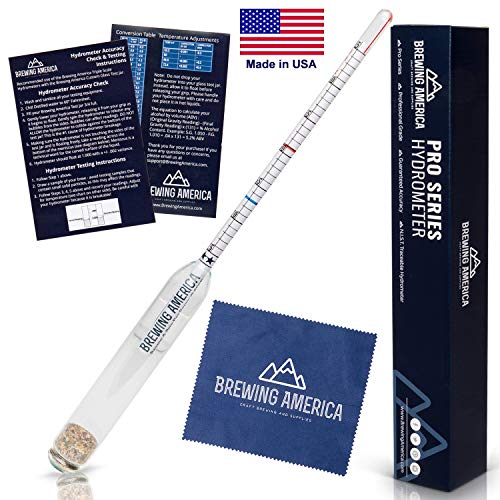 Brewing America USA-Made Maple Syrup Hydrometer - Density Meter for Sugar and Moisture Content Measurement – Made in America - BRIX & Baume Scales - Easy Read Red and Blue Line Calibrated