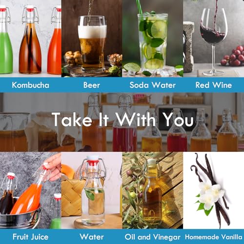 YEBODA (6 Pack-12oz Swing Top Bottles -Glass Beer Bottle with Airtight Rubber Seal Flip Caps for Home Brewing Kombucha,Beverages,Oil,Vinegar,Water,Soda,Kefir
