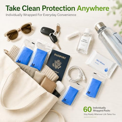 TREEGO Individually Wrapped Nitrile Gloves Bundle, Medium, 110 Pairs Total (50 Black + 60 Blue), Disposable 5 Mil Latex Free Powder Free Gloves for Food Prep, Cleaning
