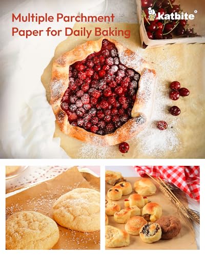 Katbite 16x24 Inch Parchment Paper Sheets, 100Pcs Non-Stick Precut Baking Parchment, Unbleached Parchment Paper for Baking, Cooking, Grilling, Frying and Steaming, Full Sheet Baking Pan Liners - color: 16"x24"-100