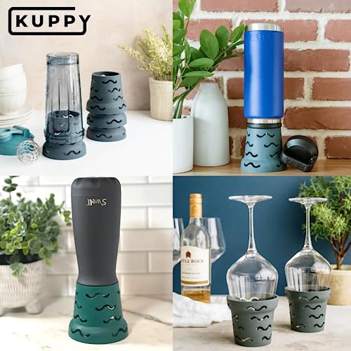 Kuppy Silicone Water Bottle Drying Rack - Fast-Dry Bottle Dryer for 20-64oz Cups - Reusable Food Storage Bag Drying Rack - Compatible with Stanley, Owala, Stasher (Green, 4-Pack) - color: Green