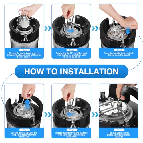 Stainless Steel Corny Keg Carbonation Lid Leak-proof Carbonation Keg Lid for Corny Cornelius Keg Keg Accessories Replacement Parts with Extra Air Valve & Keg Post O-ring Home Brewing Equipment