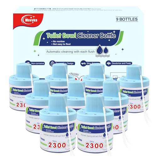 Msvvko Toilet Bowl Cleaners, Automatic Long-Lasting Blue Toilet Cleaner Bottle, Septic Safe Toilet Bowl Tablets in Bottles, Fresh Bathroom & Deodorize, 9 Pack, 2300 Flushes Each - size: 83 Ounce (Pack of 9)