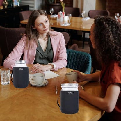 32oz Mason Jars Sleeves Neoprene 32oz Regular and Wide Mouth Mason Jar Sleeves Holder with Handle (Black, 4pcs) - color: Black, 4pcs