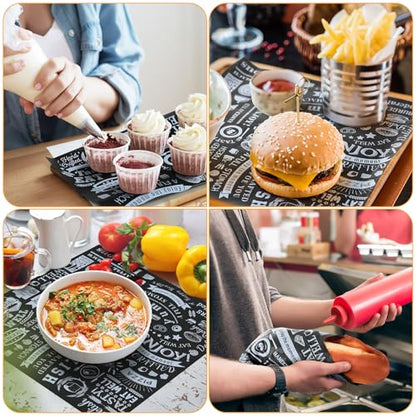 Ireer 400 Pcs Deli Wax Paper Sheets 15 x 15 Inch Large Newsprint Sandwich Paper Wraps Greaseproof Food Basket Liners Newspaper Wrapping for Spring Summer Picnic Burger Bread BBQ Party (Black White) - color: Black White