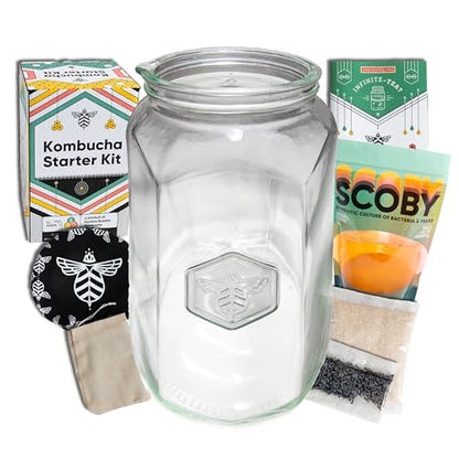 Craft A Brew Home Brewing Starter Kit Kombucha Tea Kit – Home Kombucha Kit – Fermentation Starter with Kombucha SCOBY – 1 Gallon - color: Starter Kit