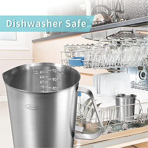 Measuring Cup, [Upgraded, 3 Measurement Scales, Including Cup Scale, ML Scale, Ounce Scale], Newness Stainless Steel Measuring Cup with Marking with Handle, 24 Ounces (0.7 Liter, 3 Cup) - size: 24 OZ (3 Cup, 700 ML)