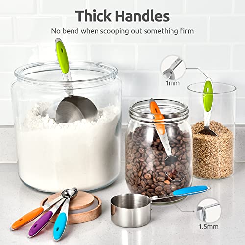 U-Taste 12 Piece Measuring Cups and Spoons Set in 18/8 Stainless Steel : 7 Measuring Cups & 5 Measuring Spoons - color: Multicolors
