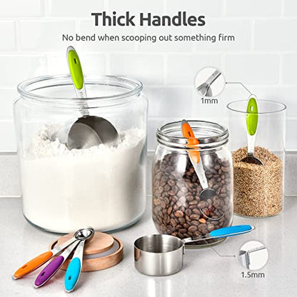 U-Taste 12 Piece Measuring Cups and Spoons Set in 18/8 Stainless Steel : 7 Measuring Cups & 5 Measuring Spoons - color: Multicolors