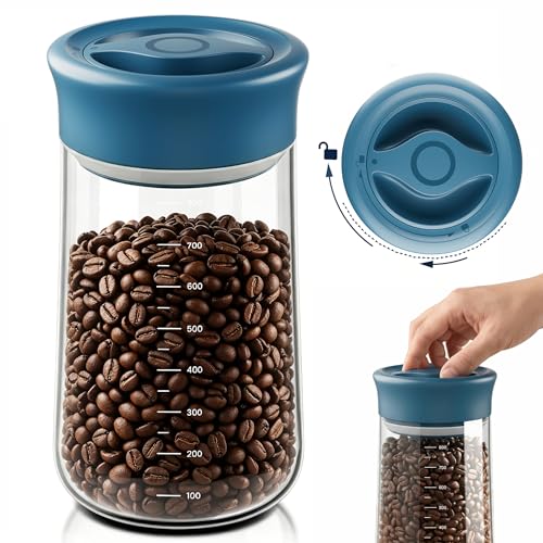 OURCABECUE Wide Mouth Mason Jar 27 oz, 2026 Upgrade 90° Rotating Lid Glass Storage Jar, Food Grade Overnight Oats & Yogurt Jar, Dry Snacks Candies jar - color: Blue, size: 27OZ