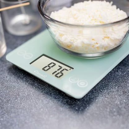 Escali Arti Glass Food Scale Digital Countertop Kitchen, Baking and Cooking Scale with Large Display, 15-Pound Capacity, 9" x 6.5" x .75", Classic Teal - color: Teal