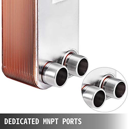 BestEquip Heat Exchanger 3"x7.5" 40 Plates Brazed Plate Heat Exchanger 316L 3/4" MPT Heat Exchanger B3-12A Beer Wort Chiller for Hydronic Heating - size: 40