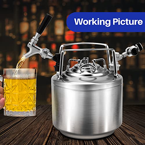 TMCRAFT Keg Charger Regulator, Upgraded 0-60PSI Pressurized Beer Mini Keg Regulator with 3/8" Thread and Gas Ball Lock Quick Disconnect Set for Homebrew Keg