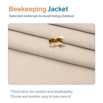 Bee Suit - Beekeeping Jacket for Men & Women - Beekeeper Jacket with Beekeeping Gloves and Veil Hood -Shallow Coffee - size: Large
