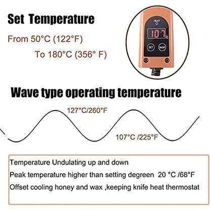 Electric Honey Uncapping Knife Stainless Steel Beekeeping Scraper Cutter Bee Extractor, 50-180°C Temperature Control for Beekeeper