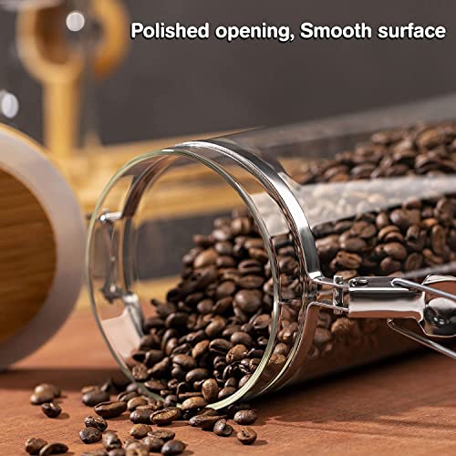 Yangbaga Ground Coffee Storage Container with Shelf, 2×45OZ Glass Coffee and Sugar Container Set, Coffee Canisters with Airtight Lids and Scoop, Food Storage Jars for Kitchen,Nuts,Tea,Sugar
