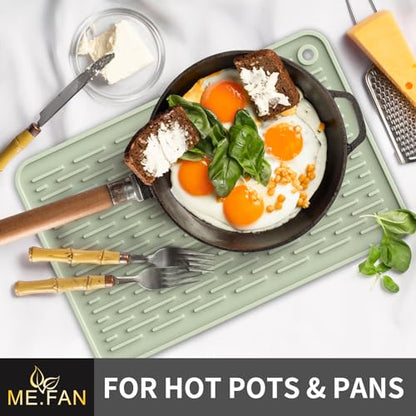 ME.FAN Silicone Dish Drying Mat for Kitchen Counter, Dish Drying Pad for Sink, Refrigerator or Drawer, Countertop Protection Pad M - 16''×12'' - Desert Sage - size: 12" x 16"
