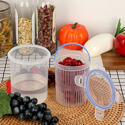 JUXYES Plastic Pickle Jar with Strainer Flip, Transparent Pickle Storage Container with Strainer Insert, Pickle Jar Juice Separator Dry Wet Separation, Pickle And Olive Container with Lock
