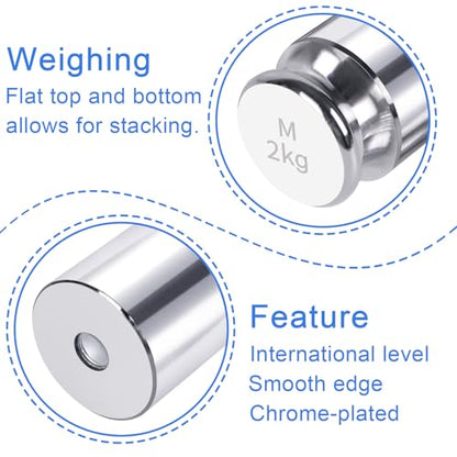 QP 2000g Calibration Weights, OIML Class M1 High Precision Gram Weights, Stainless Steel Scale Calibration Weight for Digital Scale, Balance Scale, Chrome Finish Scale Weights with Storage Case - size: 2000g