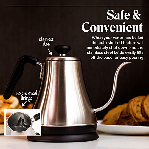Electric Gooseneck Kettle - 0.8L, 120 Volt, Stainless Steel Electric Tea Kettle - Water Pot Heater/Warmer, Coffee & Tea - style: Pot Heater/Warmer
