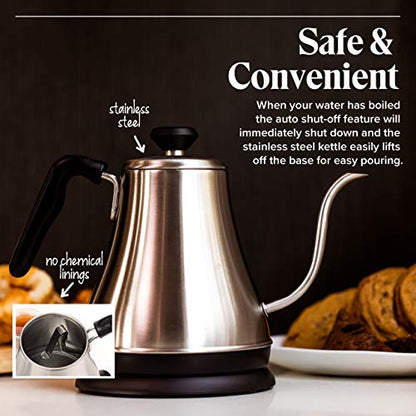 Electric Gooseneck Kettle - 0.8L, 120 Volt, Stainless Steel Electric Tea Kettle - Water Pot Heater/Warmer, Coffee & Tea - style: Pot Heater/Warmer
