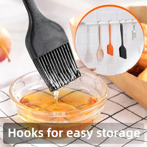 2 Pack Basting Brushes Silicone Heat Resistant Pastry Brushes Spread Oil Butter Sauce Marinades for BBQ Grill Barbecue Baking Kitchen Cooking (Black+Orange)