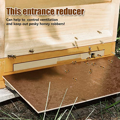 5 Pack Beehive Entrance Reducer 10 Frame Wood Bee Hive Entrance Reducer for Beekeeping, 2 Size Openings, Control Ventilation and Keep Out Honey Robbers, Beekeeping Supplies