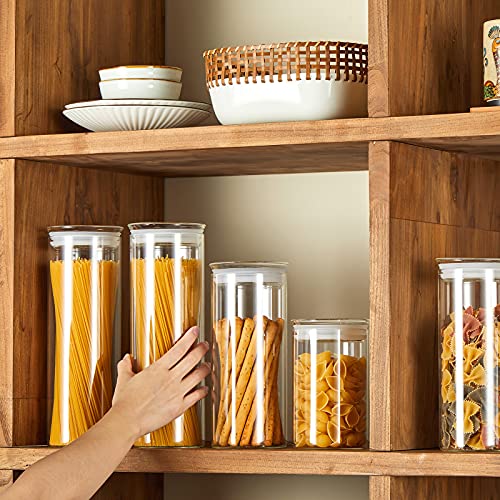ZENS 37oz Glass Jars Set of 2, Clear Glass Kitchen Canisters with Airtight Lids, Wide Mouth Glass Storage Containers for Cereal, Coffee Beans, Loose Tea - size: 8-37oz 2Pack
