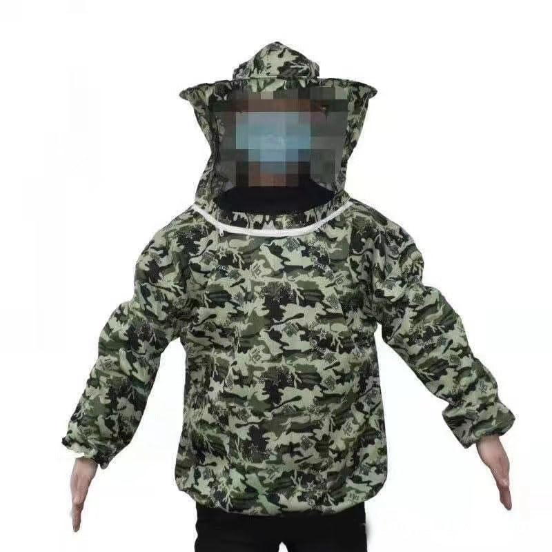Beekeeper Jacket with Veil Hood Polyester Lightweight Ventilated Beekeeping Suit Jacket with Detachable Hood Elastic Cuffs and Waist for Summer Beginner and Professional Beekeepers (Five - color: Five Star Camouflage