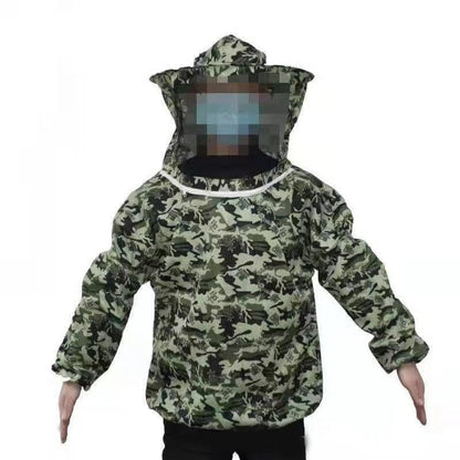 Beekeeping Jacket, Ultra Lightweight Half Body Bee Suits Maximum Protection Beekeeper Jacket Camouflage Bee Keeper Suit with Veil Hood for Beginner Professional Beekeepers (Five Star Camouflage) - color: Five Star Camouflage