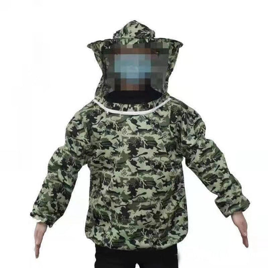 Beekeeping Jacket, Ultra Lightweight Half Body Bee Suits Maximum Protection Beekeeper Jacket Camouflage Bee Keeper Suit with Veil Hood for Beginner Professional Beekeepers (Five Star Camouflage) - color: Five Star Camouflage