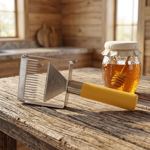 Stainless Steel Uncapping Fork, Ergonomic Plastic‑Handle Honey Scraper Tool for Beekeeping Honey Extraction