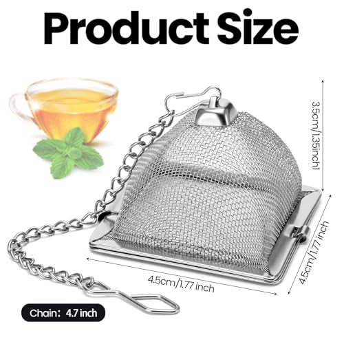 Zopeal 9 Pcs Tea Infuser Stainless Steel Strainer with Extended Chain Hook and Saucer Loose Leaf Steeper Fine Mesh Ball Tea Filter for Brew Spices Seasonings Fits Cup Mug Bottle (Pyramid) - style: Pyramid