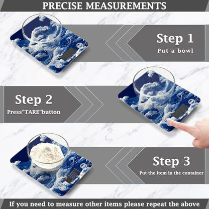 Food Scale Kitchen Scale Food Weight Scales Digital Weight Grams and Ounces Small Electronic Food Scale for Baking Cooking Japanese Deep Blue Sea Waves - color: Japanese Deep Blue Sea Waves