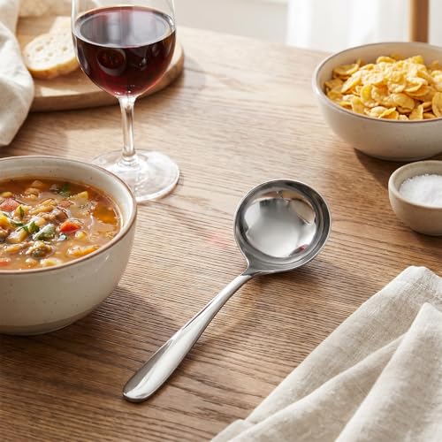 Soup Ladle, 304 Stainless Steel Small Ladle for Serving | 7.8 Inch Long Gravy Ladles for Soup Gravy and Sauce Kitchen Long Handle Spoon (Silver)