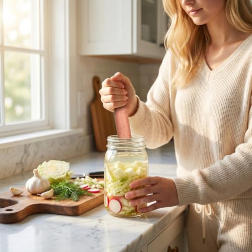 PRETYZOOM 7-Inch Wooden Kimchi Sticks Food Pounder for Mason Jar Fermentation Sauerkraut Cabbage Masher Kitchen Tool