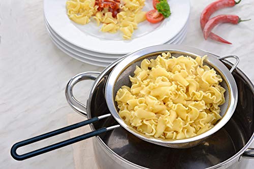 Premium Double Stainless Steel Fine Mesh Strainers with Soft-touch Anti-slip Silicone-coated Handle 2 pcs Set