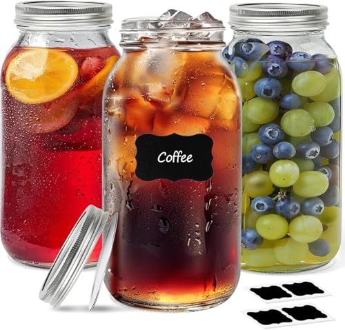 ComSaf 64 oz Wide Mouth Mason Jars 3 Pack, Half Gallon Glass Jars with Lids | BPA-Free Materials, Large Size, Canning Pickling Sauce, Meal Prep Salad, Sourdough, Flour And Sugar For Baking, Food Storage - size: Half Gallon wide mouth 3PCS
