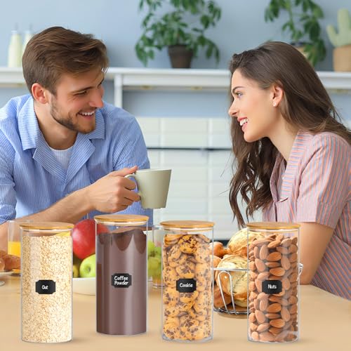 BGraceyy Glass Jars with Bamboo Lids, 58 oz 3 Pcs Kitchen Glass Containers with Bamboo Lids, Airtight Glass Pantry Storage Containers with Lids for Rice, Flour, Nuts, Cookie, Pasta, Oatmeal, Bean - size: 58 oz 3 pcs