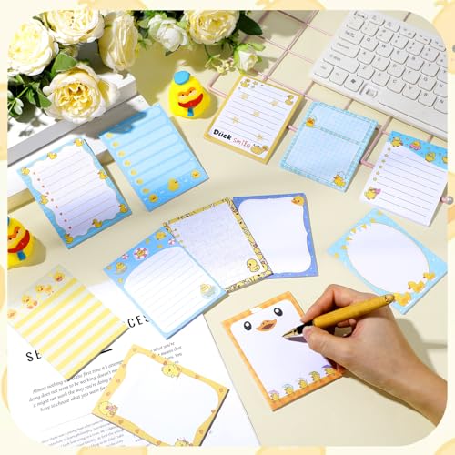 Chiisong 12 Pcs Duck Lovers Sticky Notes Yellow Ducks Self Stick Note Pads Cartoon Animal Writing Memo Pad Office Party Favors Supplies for Home Party Decorations Christmas Small Gifts - style: Duck