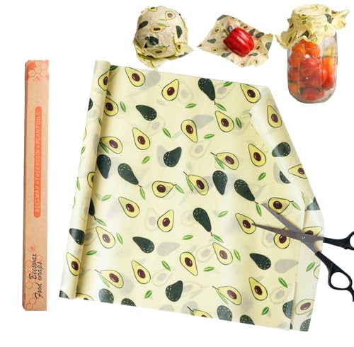 Beeswax Wrap ROLL (13" x 40") - Cut-to-Size Reusable Food Wraps, DIY Customizable Beeswax Food Wrap for Bread, Sandwiches & Bowls, Eco Friendly Sustainable Zero Waste Plastic Free Storage - color: Fresh Avocado